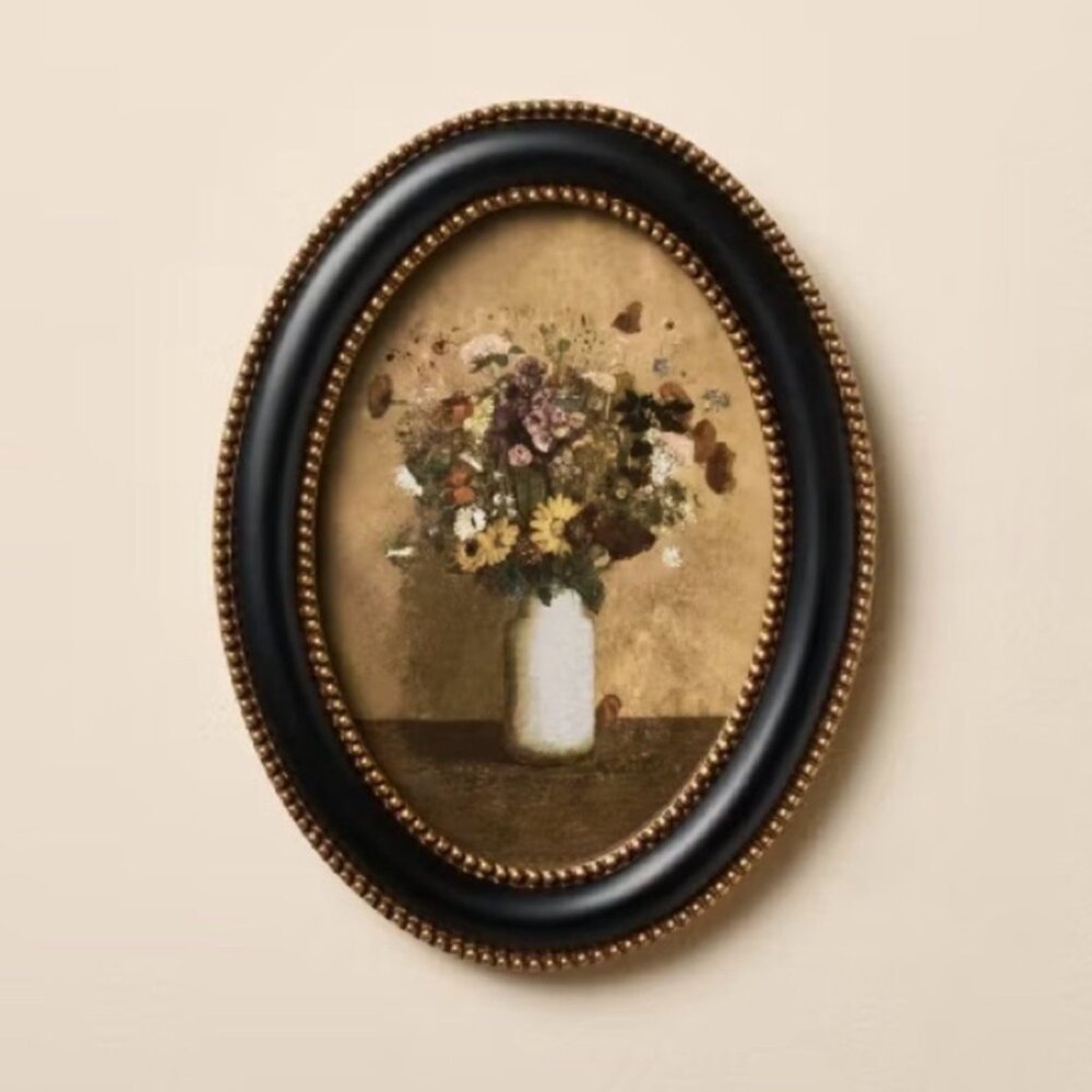 6" x 8" Flower Bouquet Oval Framed Wall Art - Hearth & Hand with Magnolia